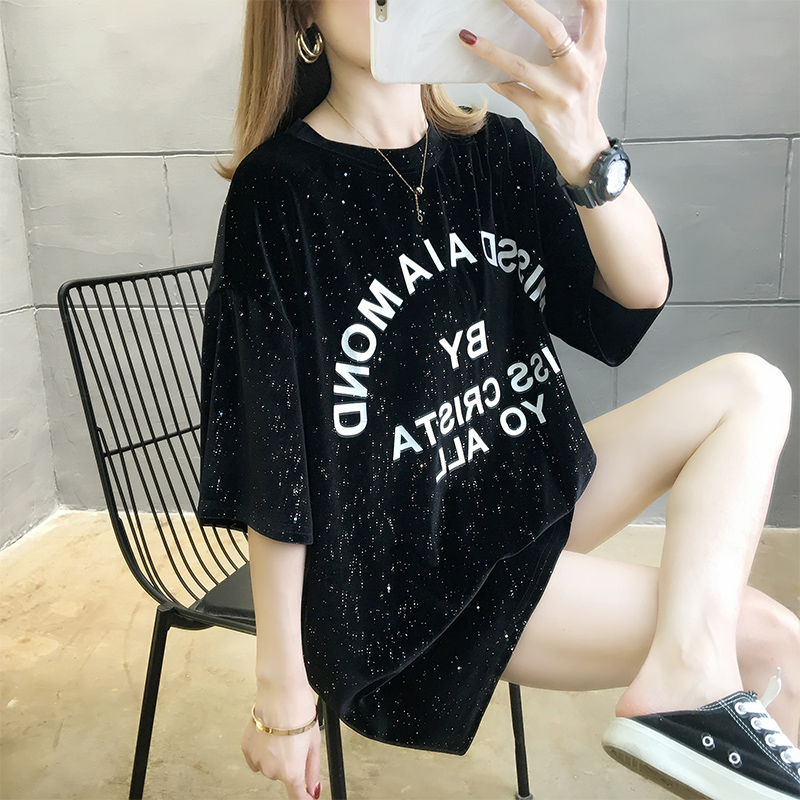Europe station loose Korean version of the short-sleeved T-shirt women's summer 2020 new large size women's cover belly show thin half-sleeved top
