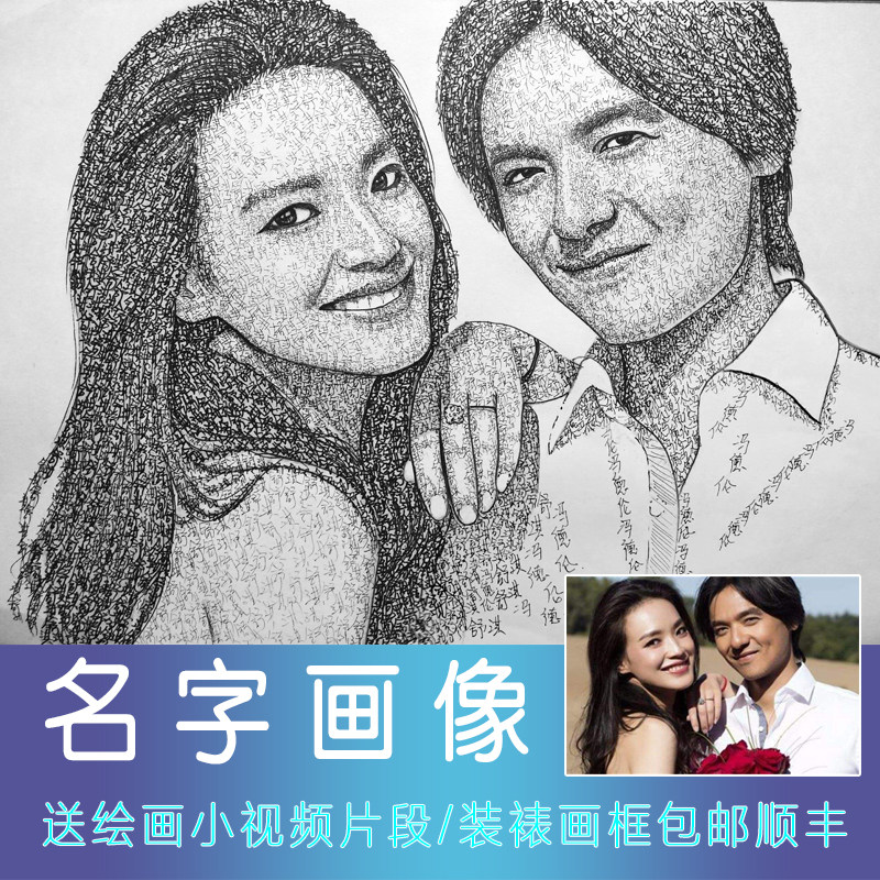 Swastika class custom name written into a painting character couple head portrait name text painting pixel portrait portrait li vibrato