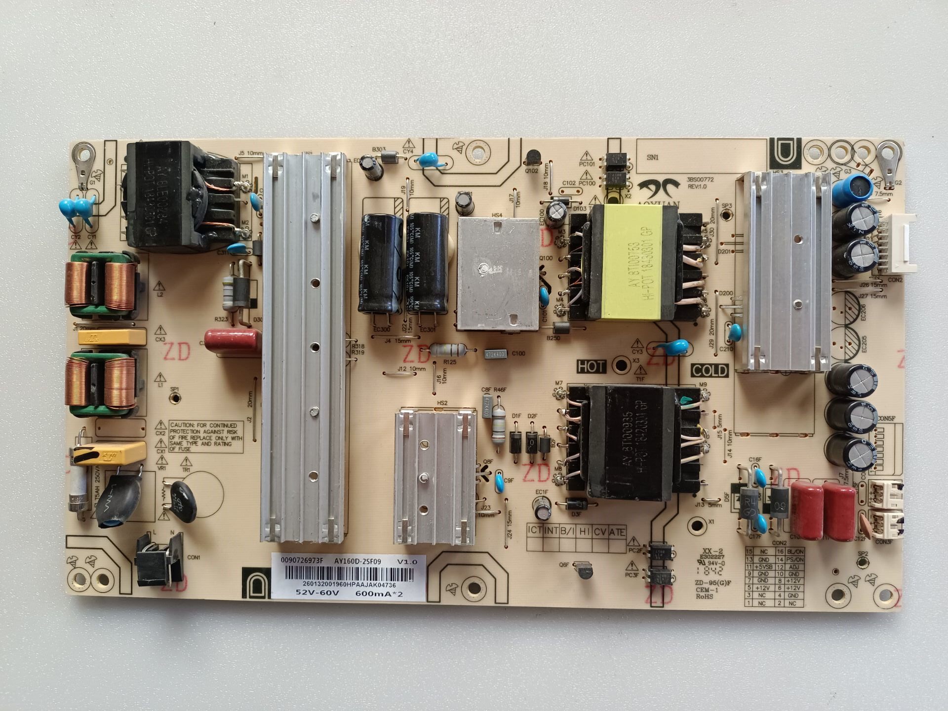 Original installation Haier LS50AL88U71S power supply 0090726973F 0090726973F AY160D-2SF09 V1 V1 0