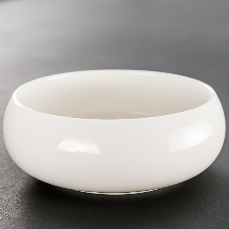 Dehua white porcelain water bowl tea washing tank large ceramic suet jade porcelain tea cup washing bowl tea ceremony pen washing tea residue ashtray