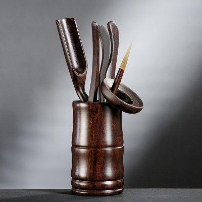 Accessories Tea Ceremony Six Gentlemen Set Black Sandalwood Solid Wood Kung Fu Tea Set Tea Clip Tea Art Combination Tea Tray Spare Accessories