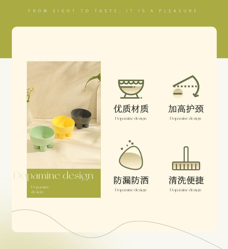 新款马卡龙色象腿护颈碗猫咪食盆猫碗防打翻宠物碗食具跨境插图2