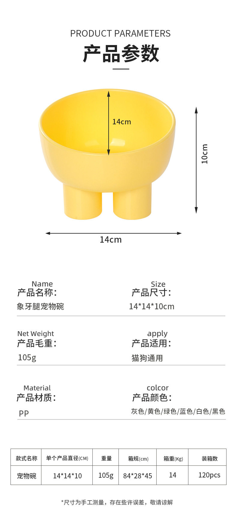 新款马卡龙色象腿护颈碗猫咪食盆猫碗防打翻宠物碗食具跨境插图10