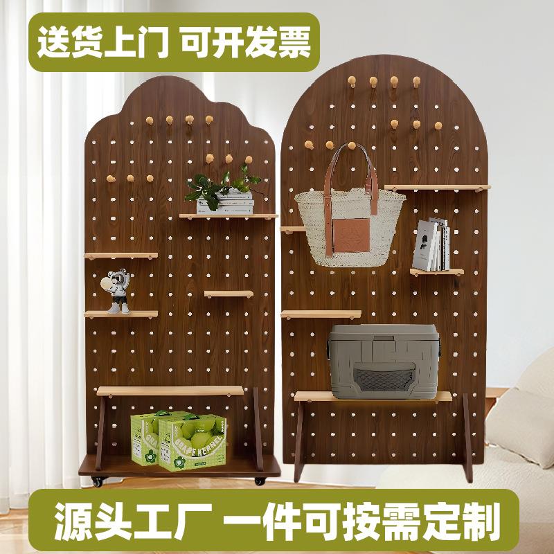 Vertical storage hole board storage rack with bracket and pulley storage rack movable rack floor-standing commercial live broadcast exhibition