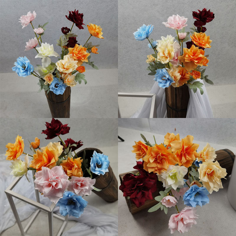 Wedding Celebration 3 heads Water fairy Gardenia Flower Wedding Hall Decorative road Flower Arrangement Flower Arrangement Home Living Room Shop Window Placement