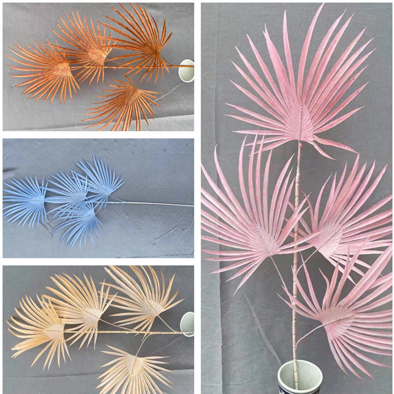 Four-fork large fan-leaf wedding chapel soft-packed flower material stage beauty and decoration platoon road leading flower wedding Beryleaf iron tree leaves