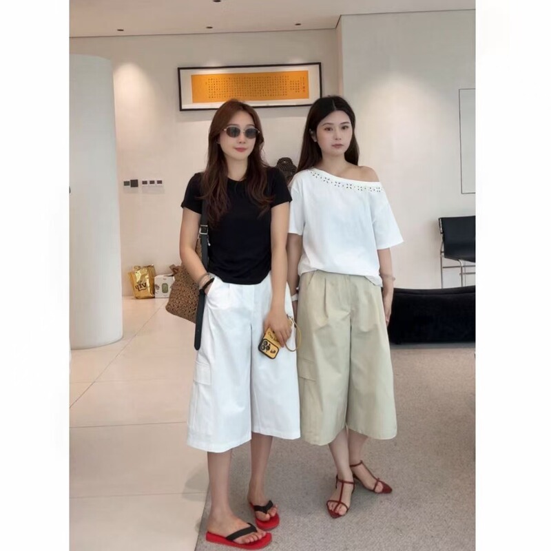 82891/“Fashionable Yuppie” All-Cotton Retro Loose Pleated Five-Point Work Pants 6.6