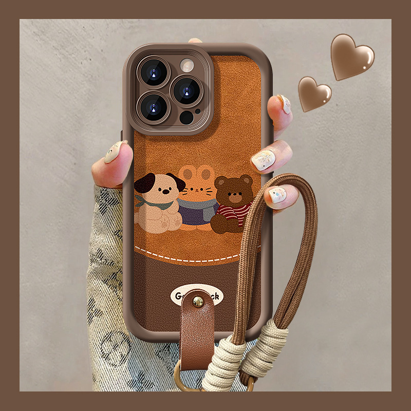 Cute Bear Retro Lambskin/Anti-Fall Full-Cover Phone Case 8.17 (for Apple Phones) Cute Bear Retro Lambskin/Anti-Fall Full-Cover Phone Case 8.17 (for Apple Phones)