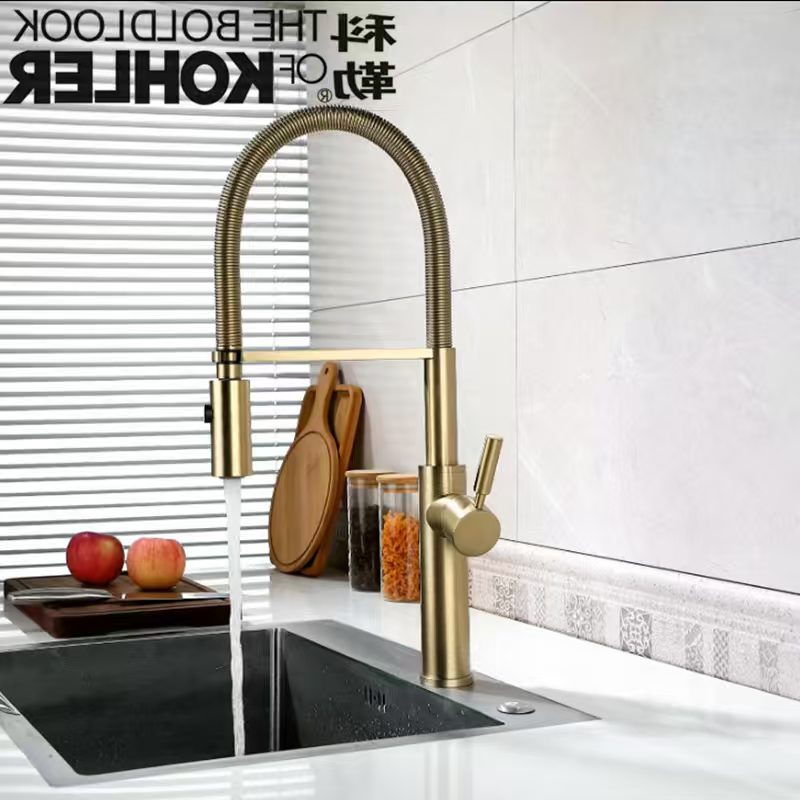 American-Style Sink Faucet, All-Copper Kitchen Faucet, Three-In-One Water Purification Faucet, French-Style Rotating Pull-Out Sink Faucet