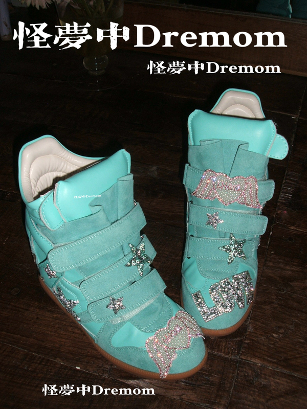 In the Strange Dream - Original Handmade Retro Millennium Y2K Dreamcore Velcro High-Top Height-Increasing Wedge Sneakers for Women