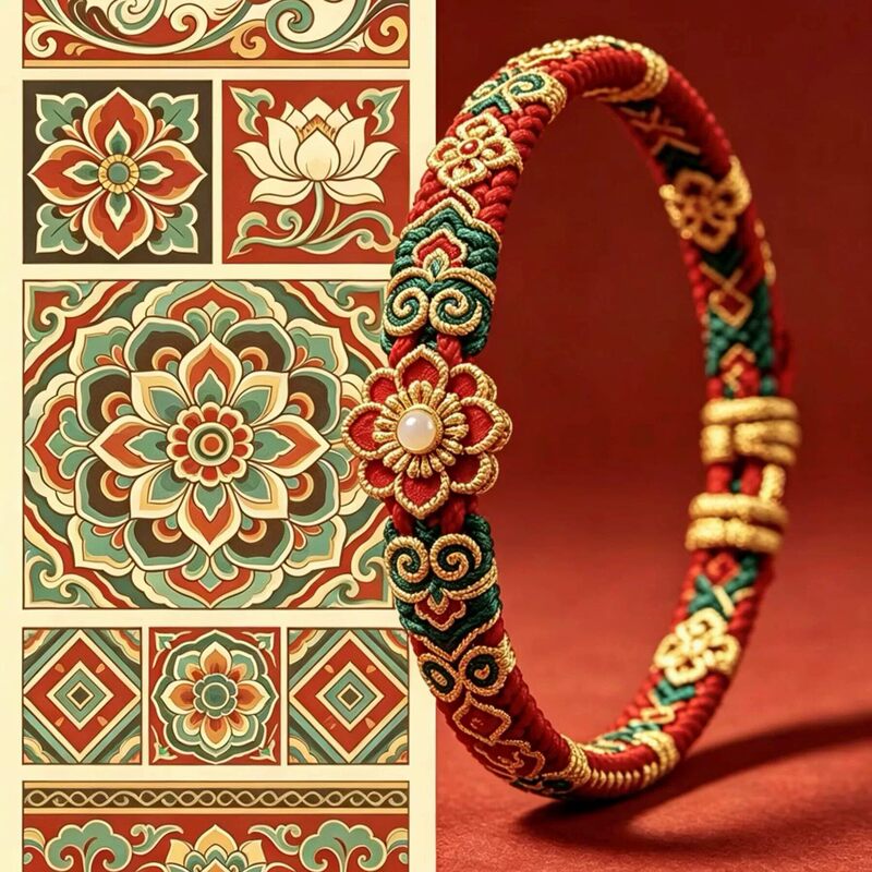 Popular Wrist Art: Dunhuang Lotus Bracelet, Exquisite, Creative, High-Value, Handmade, Chinese Style Bracelet Gift
