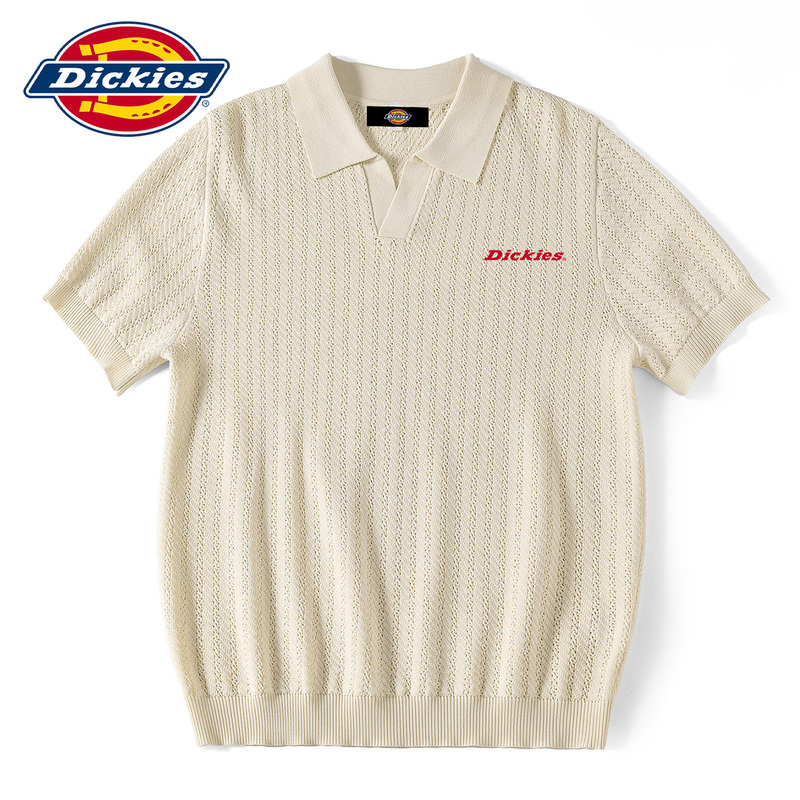 Dickies Old Money Style American Textured Short-Sleeved Polo Shirt Men's Summer High-End Knitted Trendy Brand T-Shirt