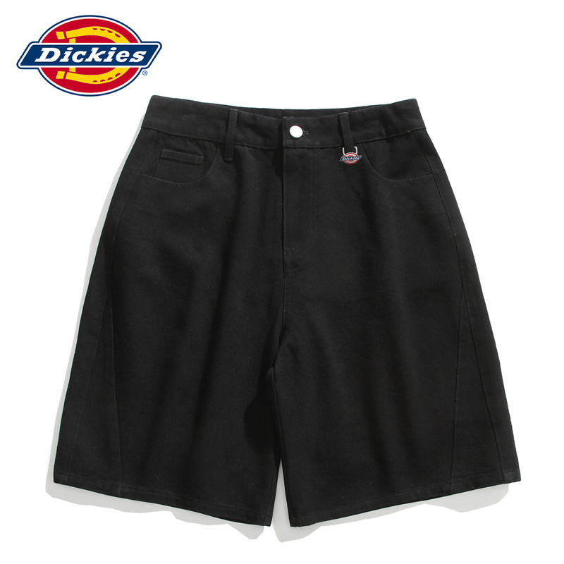 Dickies2026 Summer Thin Vintage Washed Denim Shorts for Men, Black Versatile Casual Straight Shorts