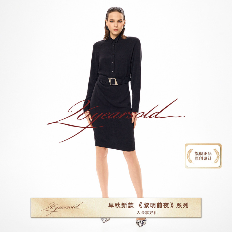 26Years Old Economic Growth in the Us Has Led to a Slimming Effect on the Waist, Making Long-Sleeved, Belt-Wrapped, Slim-Fit Dresses Suitable for Work Attire