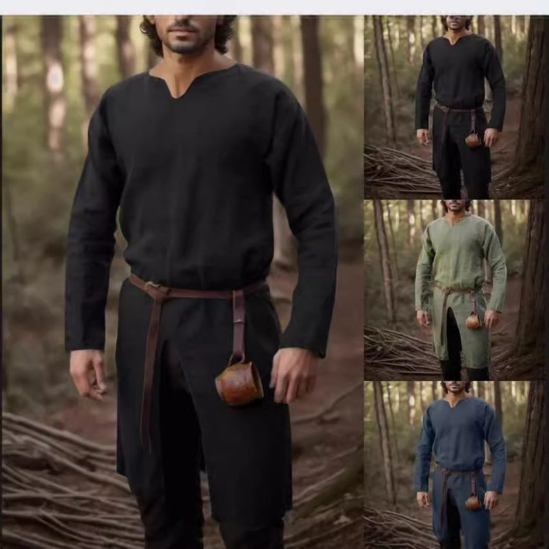 Aliexpress Ebay Source T-Shirt European and American Street Style Bk00034 European Medieval Viking Retro Knight Top