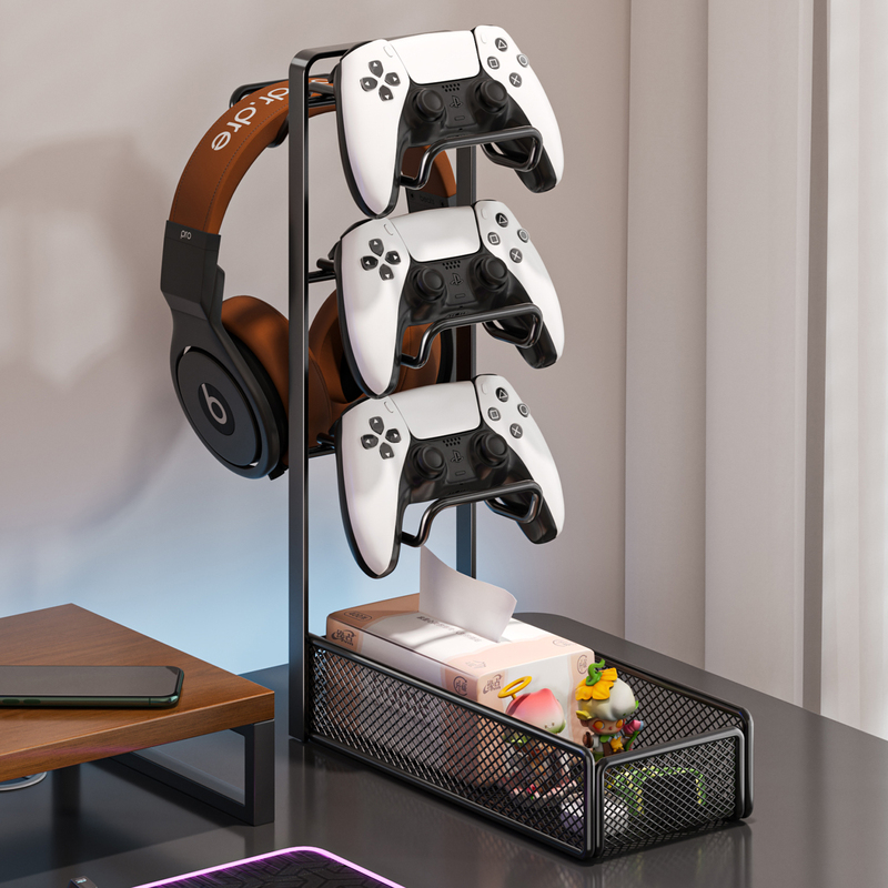 Game Controller Storage Stand, Headphone Holder, Two-In-One Creative Bracket, Storage Rack for Ps5 Desktop