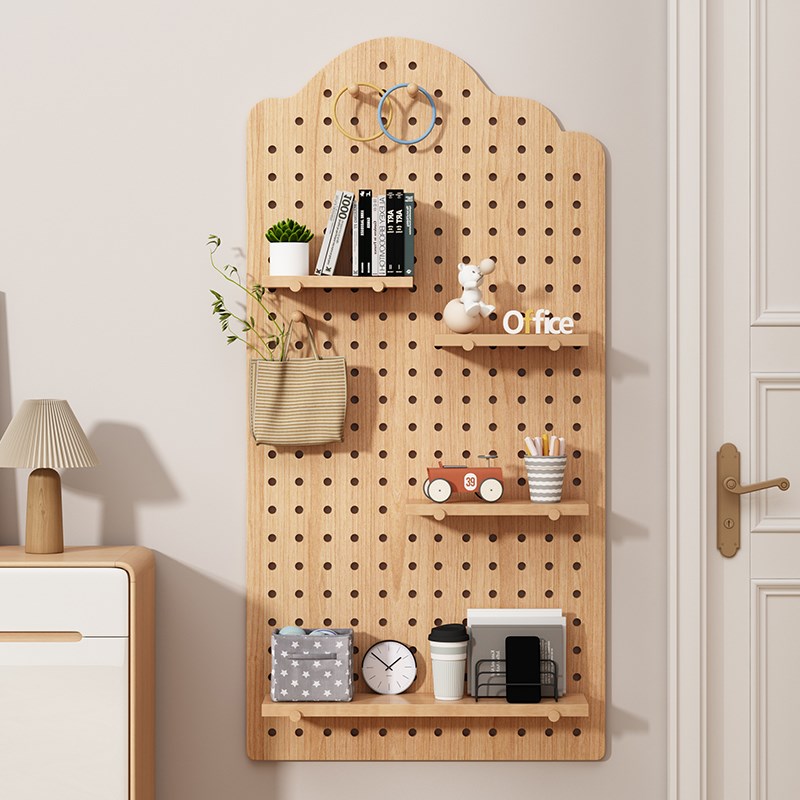 Hole board solid wood custom entrance door wall storage rack partition storage rack wall display rack hanging board decoration
