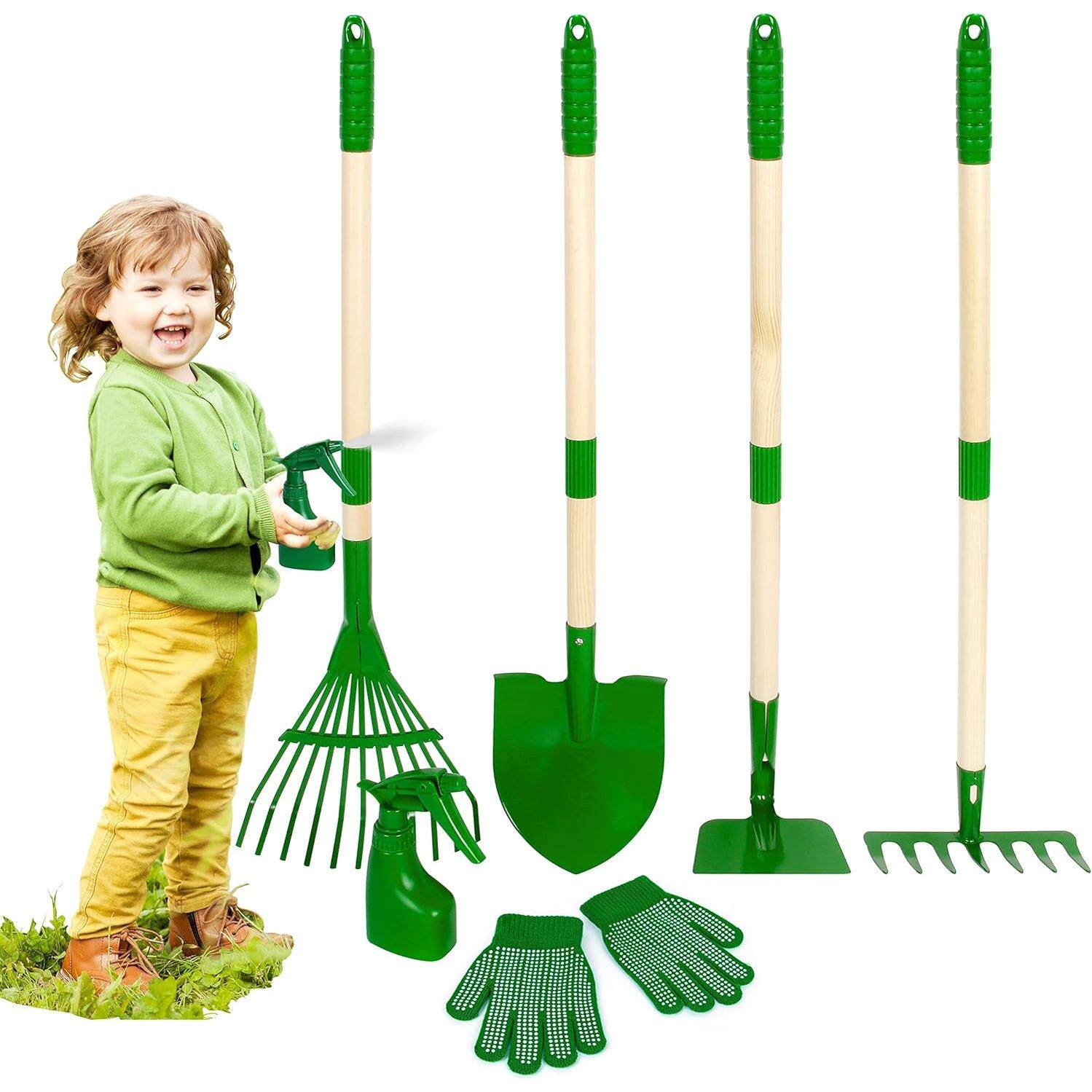 Cross border children and toddlers 6-piece gardening tool set, rake kids gardening tools