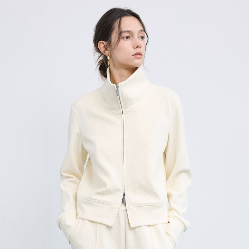 Her Rhythm Wool Stand-Collar Casual Short Jacket for Women 2026 Autumn New White Simple Textured Top Her Rhythm Wool Stand-Collar Casual Short Jacket for Women 2026 Autumn New White Simple Textured Top