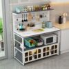 Rock slab hole board kitchen storage rack multi-function floor-standing multi-layer storage rack microwave oven sideboard vegetable cutting table