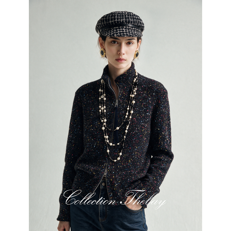 Thebay【Odyssey】 Selects the Women's Cardigan Jacket Made of 100% Cashmere with a Fine Shimmer and Stand-Up Collar from "Hemisphere Health Products."
