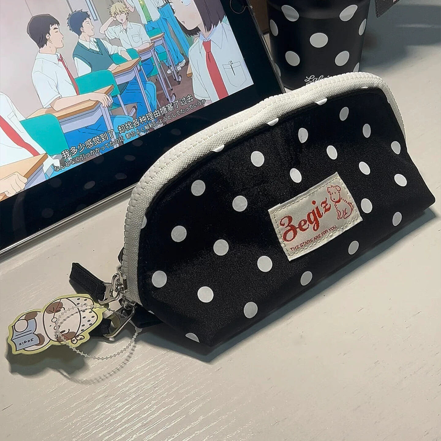 Ins storm point pencil bag new style gift for friends large capacity student school stationery storage and organization pencil bag