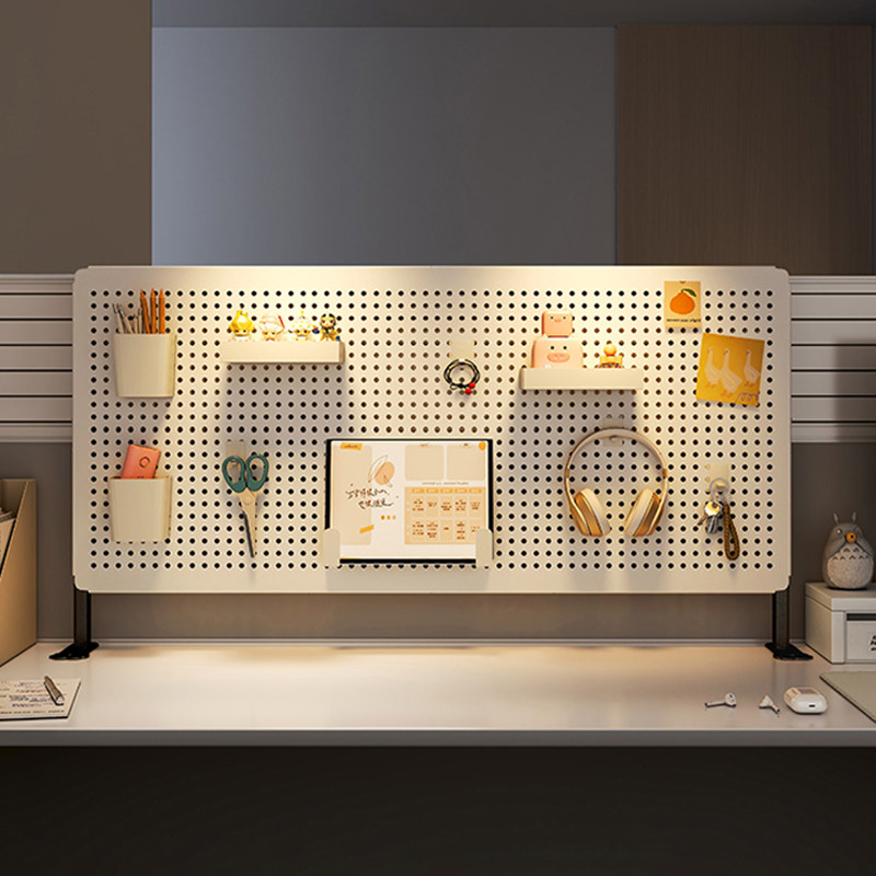 Desktop vertical hole board storage rack student dormitory desk storage shelf punch-free iron wall display rack