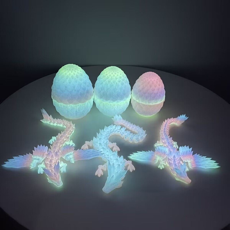 3D Printed Luminous Crystal Dragon Chinese Dragon Dragon Egg Creative Figurine Toy Fully Articulated Movable Ornament Glowing Rainbow 3D Printed Luminous Crystal Dragon Chinese Dragon Dragon Egg Creative Figurine Toy Fully Articulated Movable Ornament Glowing Rainbow