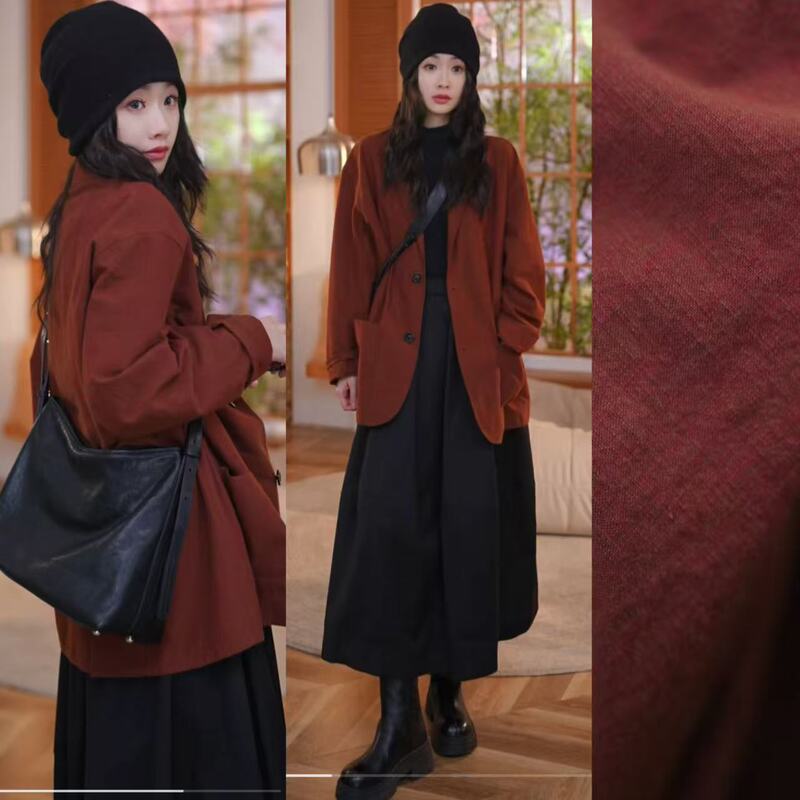 【Mdeco】[Red Earth Suit] Imported Handmade Sun-Dried Paper Cotton Thin Suit