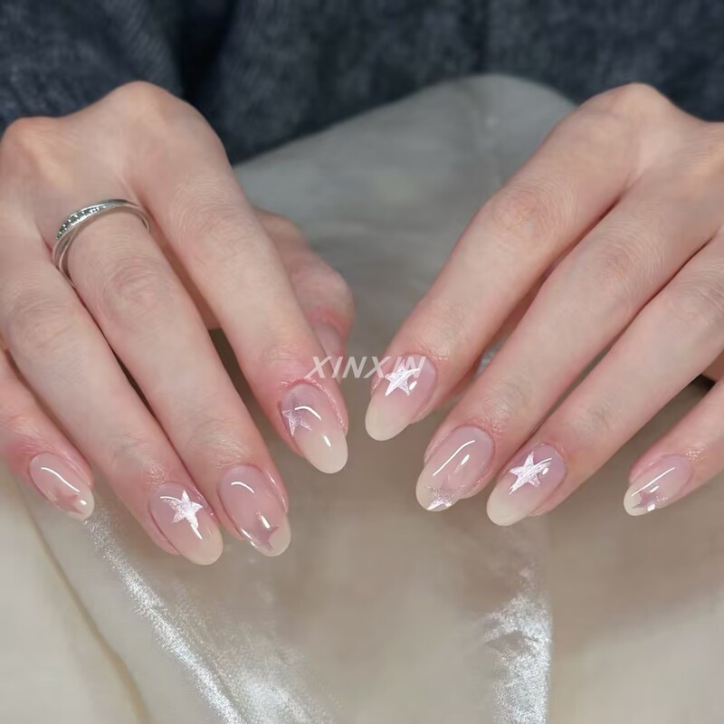 Milky White Starlight ~ Little Red Book's Popular Milky White Gradient Fine Glitter Star Nail Art Wearable Nails, Brightening and Gentle, Versatile ins Milky White Starlight ~ Little Red Book's Popular Milky White Gradient Fine Glitter Star Nail Art Wearable Nails, Brightening and Gentle, Versatile ins