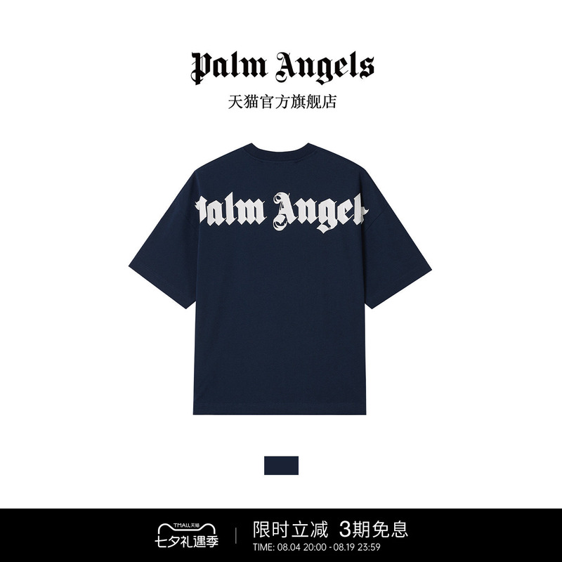 Palm Angels American High Street Short-Sleeved T-Shirt for Men 2026 New Gothic Logo Light Luxury Trendy Brand Top