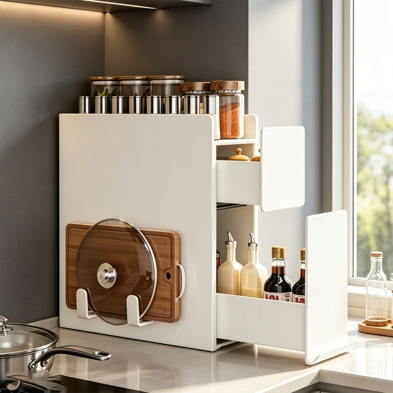 Fange Kitchen Storage Rack Multi-Functional Pull-Out Ultra-Narrow Spice Jar Storage Countertop Corner Shelf Fange Kitchen Storage Rack Multi-Functional Pull-Out Ultra-Narrow Spice Jar Storage Countertop Corner Shelf