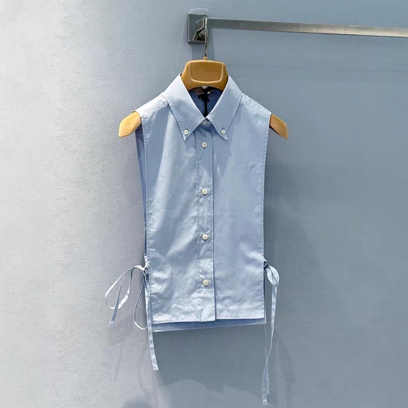 [in Stock] 26 Early Spring New Style Letter Embroidery Logo Side Slit Tie Sleeveless Vest Shirt Layering Top