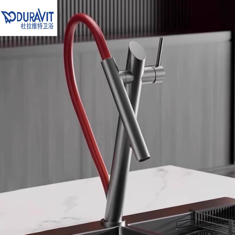Duravit All-Copper Pull-Out Magnetic Kitchen Hot and Cold Water Faucet with Rotating Sink Faucet