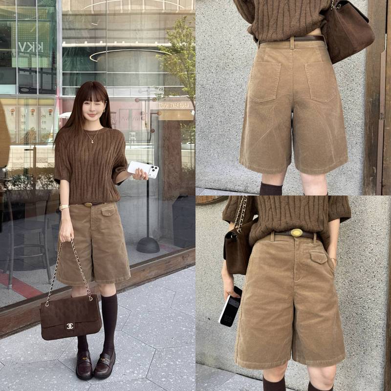 Guo Mimi Fw Retro Old Money Style | Corduroy High-Waisted Straight-Leg Slimming Casual Five-Quarter Pants for Women, New Autumn Style Guo Mimi Fw Retro Old Money Style | Corduroy High-Waisted Straight-Leg Slimming Casual Five-Quarter Pants for Women, New Autumn Style