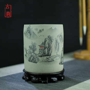 Jingdezhen rough clay pen holder creative teacher's day cultural festival gifts stationery office supplies study table decorations