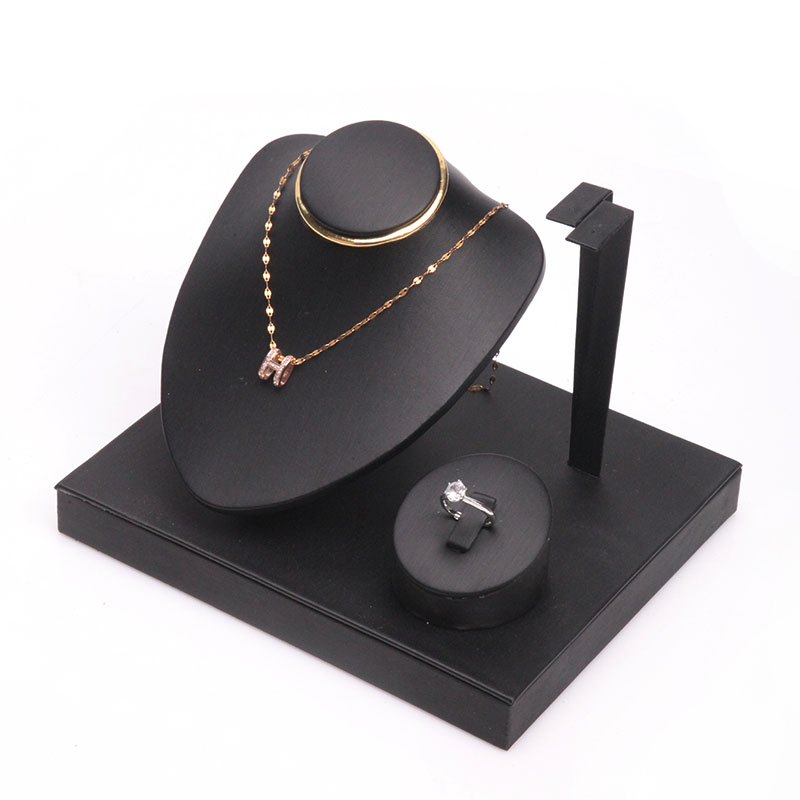 Hooked brushed leather open jewelry stand