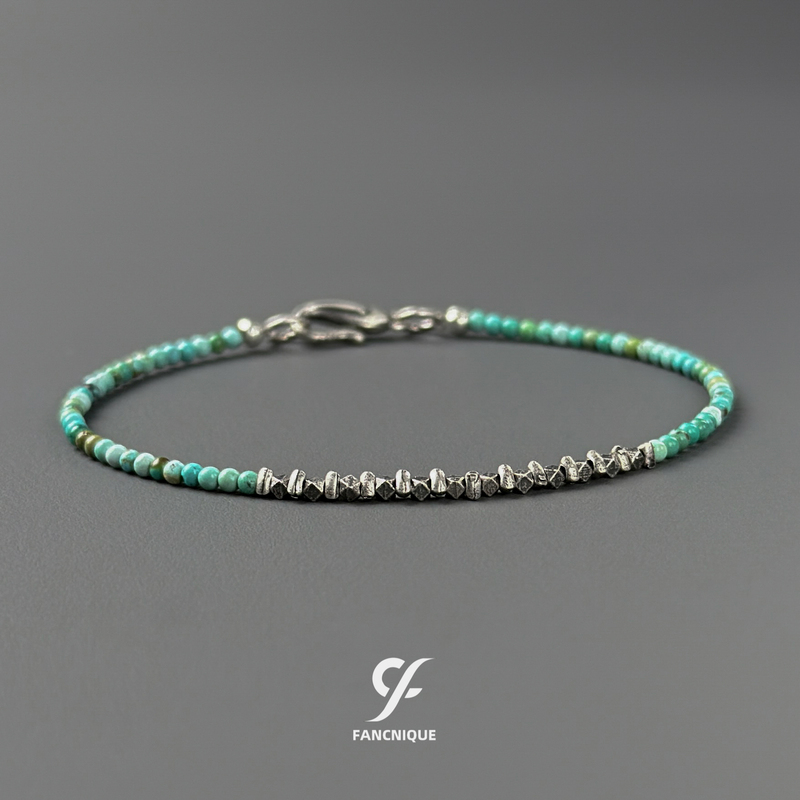 Fanxi Li Ke Xingzhi S925 Sterling Silver Natural Raw Turquoise Bracelet Light Luxury Niche Green Jewelry Fanxi Li Ke Xingzhi S925 Sterling Silver Natural Raw Turquoise Bracelet Light Luxury Niche Green Jewelry