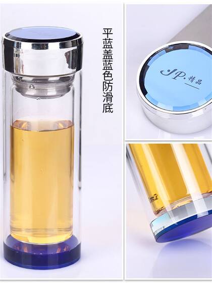 Car-Mounted Crystal Cup, Double-Layer High-Temperature Resistant Glass Cup with Lid, Tea Cup, Can Be Printed with Logo, Women's Glass Cup