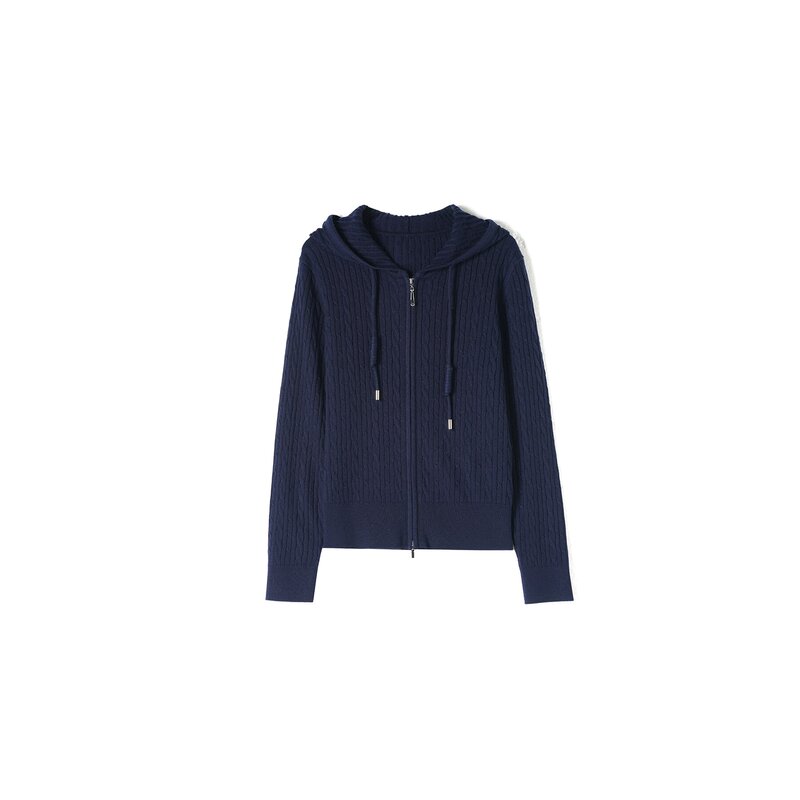 【Ami Autumn New Collection】【Brand Original】Wool Old Money Cable Knit Double Zipper Hooded Long Sleeve Knit Hoodie 【Ami Autumn New Collection】【Brand Original】Wool Old Money Cable Knit Double Zipper Hooded Long Sleeve Knit Hoodie