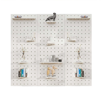 Solid wood wall hole board storage rack storage background wall hanging board wooden bookshelf decorative display rack customization