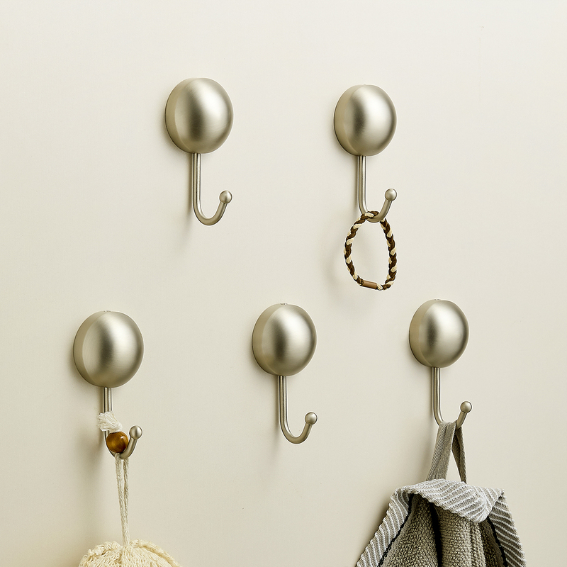 Dulavbaoch All-Copper Nickel Brushed Wall-Mounted Hook for Bathroom, No-Drill Single Hook for Bathroom Wall, Towel Hook