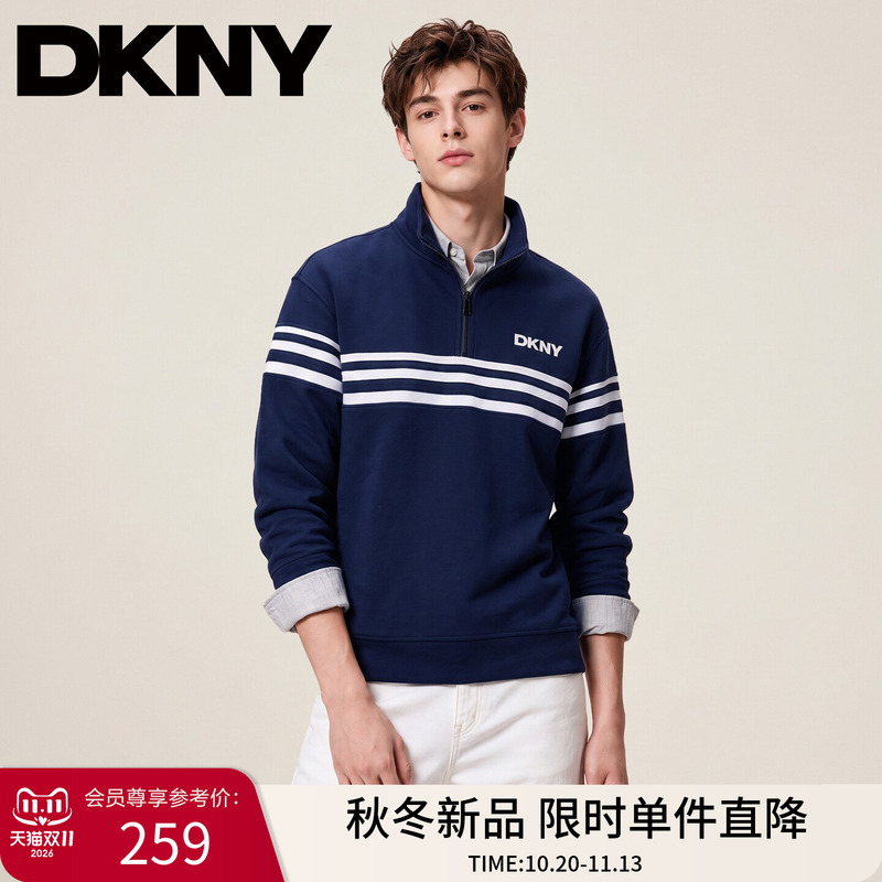 Dkny Tang Kenaer Men's Casual Half-Zip Sweatshirt 2026 Autumn Long-Sleeve Fashion Casual Pullover Jacket for Men