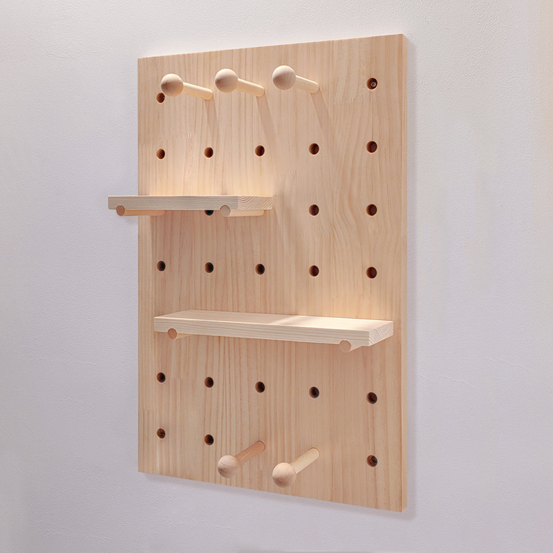 Hole board solid wood custom wall entrance hanging board bookshelf storage rack decorative hole wall partition layer board storage rack