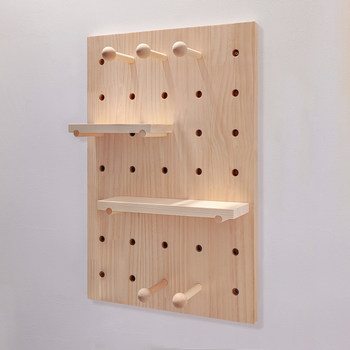 Hole board solid wood custom wall entrance hanging board bookshelf storage rack decorative hole wall partition layer board storage rack