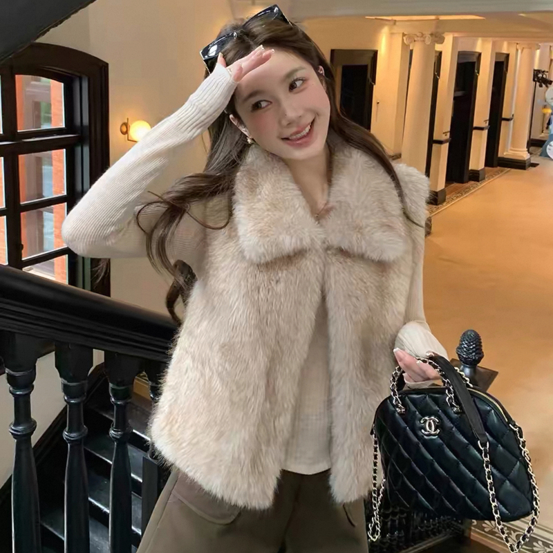 Special Clearance Sale! Eco-Friendly Fur Vest Jacket for Women, Autumn and Winter, Warm, Makes Legs Look Longer, Length 52-55cm 0767