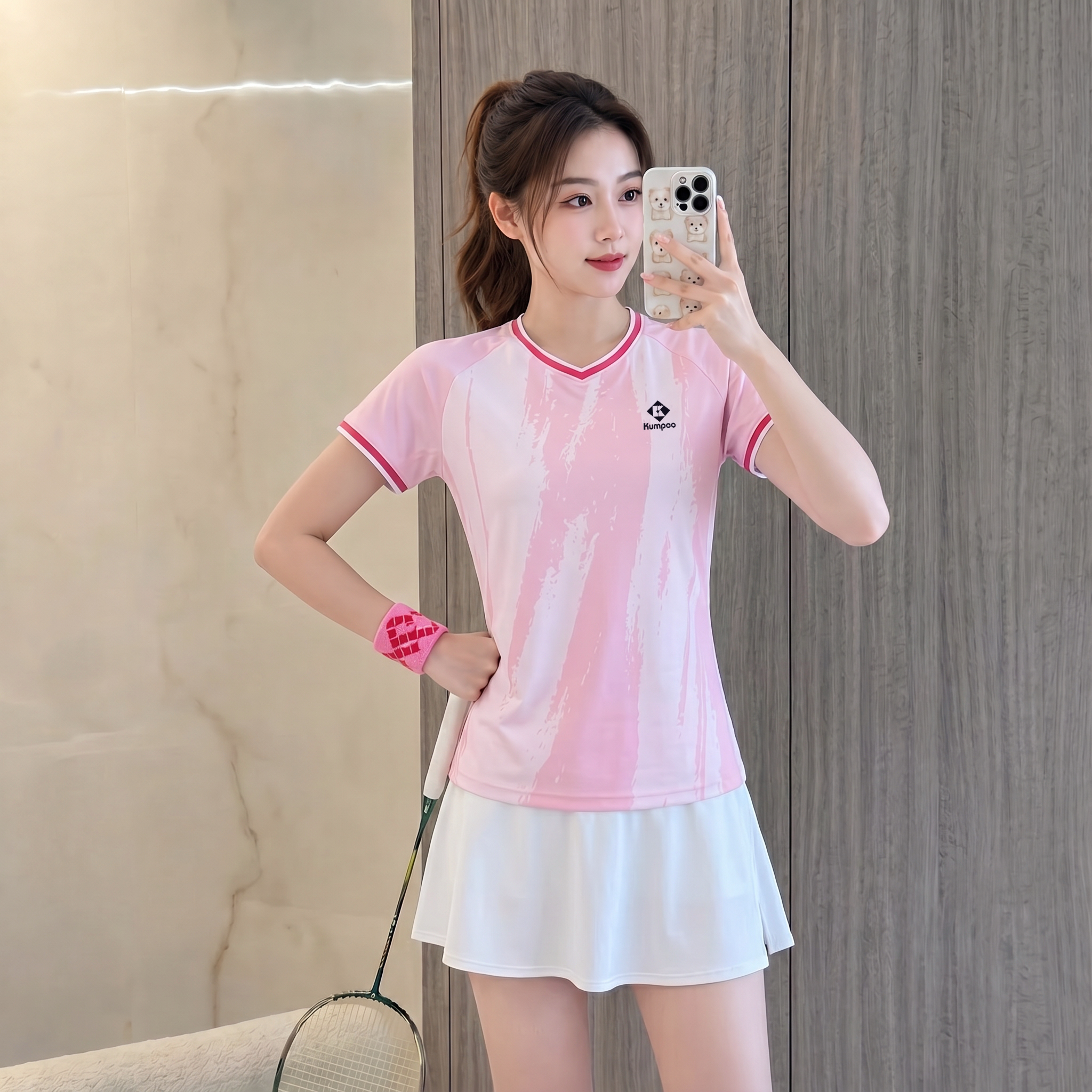 薰风运动服套装女速干羽毛球服上衣透气情侣短袖短裤熏风显瘦短裙