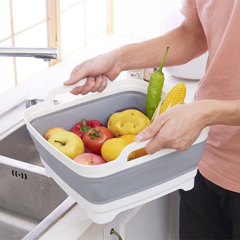 Japanese-style multi-functional foldable sink thickened vegetable washing basket kitchen vegetable and fruit draining basket storage basket fruit basin fruit basket