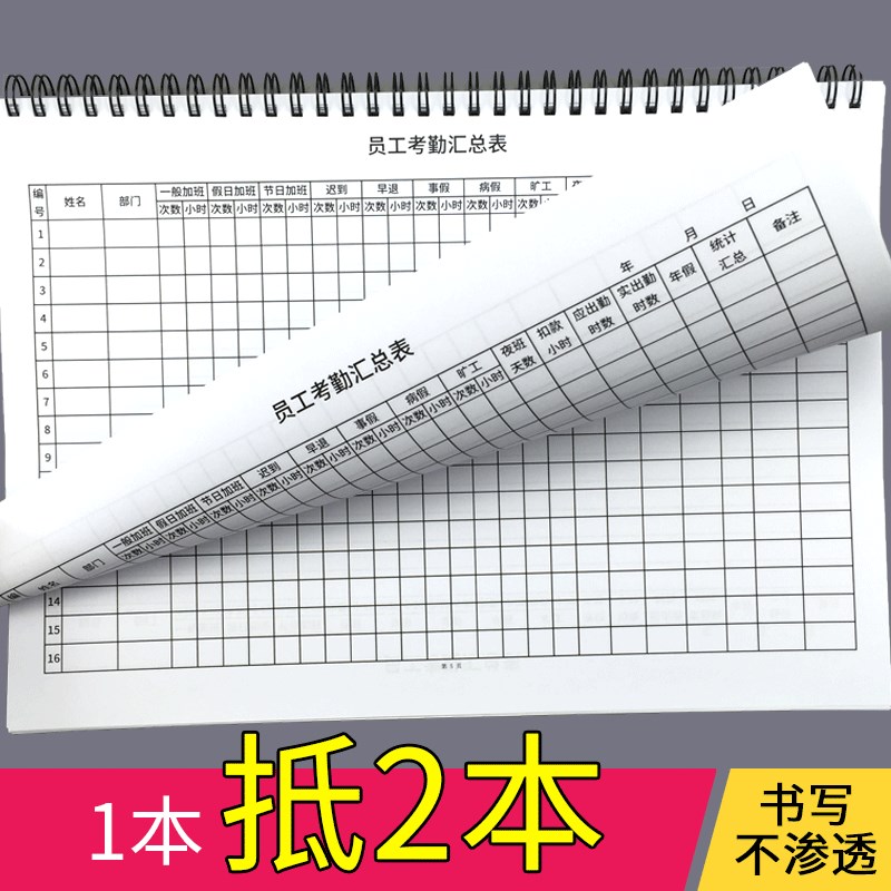 Employee attendance summary sheet, worker attendance registration book, employee attendance monthly registration book, attendance punch-in statistics sheet