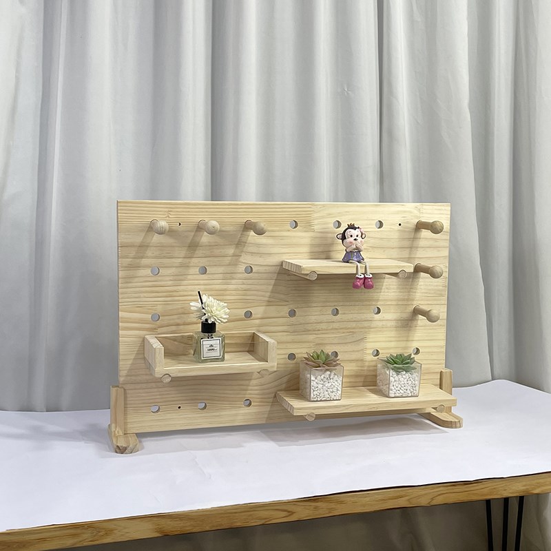 Household desktop bookshelf solid wood multi-layer perforated board table shelf multi-functional decorative storage display